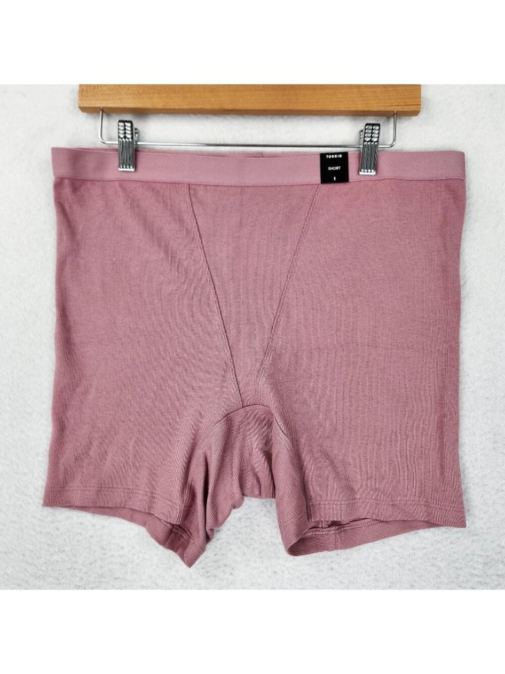 Torrid Underwear Womens 1X Pink Cotton Ribbed High Rise Short Panty NEW